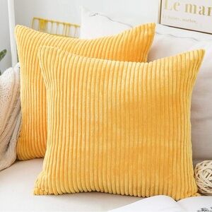 Home Brilliant Yellow Throw Pillow Covers 18x18 Set of 2 Super Soft Decorative